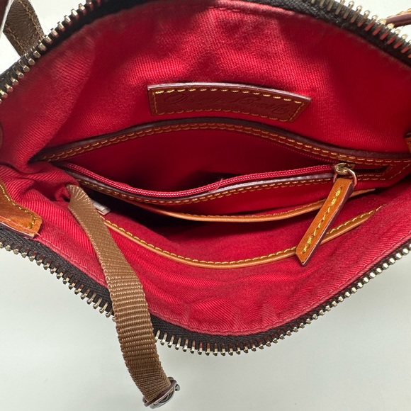 Dooney & Bourke brown Letter Carrier Logo Print Cross Body Bag Purse - Picture 10 of 13